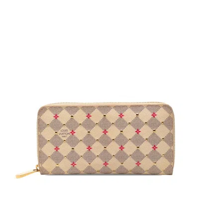 Pre-owned Louis Vuitton Damier Azur Pink White Pvc Long Wallet (bi-fold) () In Multi