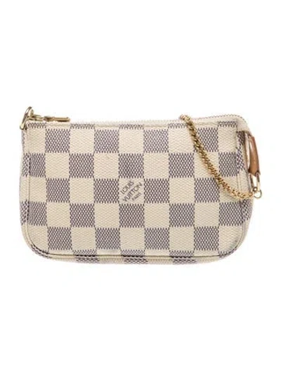 Pre-owned Louis Vuitton Damier Azur Pochette Accessoires Mini In Neutral
