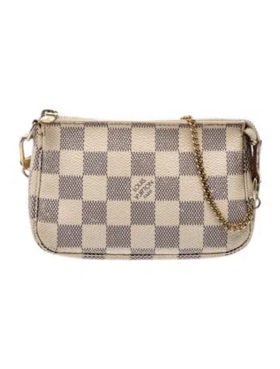 Pre-owned Louis Vuitton Damier Azur Pochette Accessoires Mini Vintage In Neutral