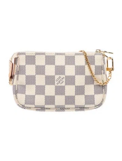 Pre-owned Louis Vuitton Damier Azur Pochette Accessoires Mini Vintage In White
