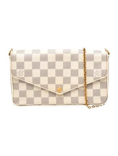 Pre-owned Louis Vuitton Damier Azur Pochette Félicie In Neutral