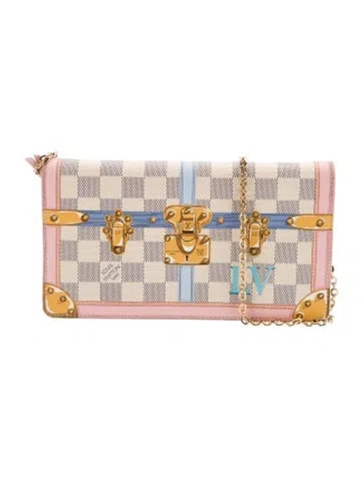 Pre-owned Louis Vuitton Damier Azur Pochette Weekend In Neutral