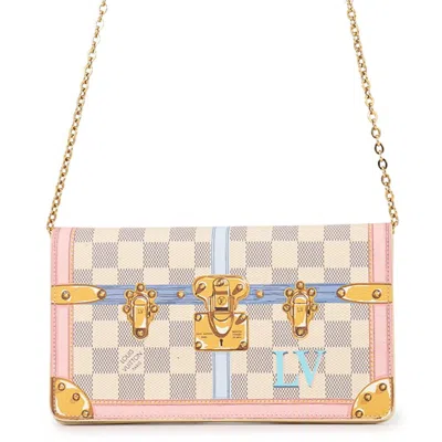 Pre-owned Louis Vuitton Damier Azur Rose Ballerine Damier Azur Chain/shoulder Wallet ()