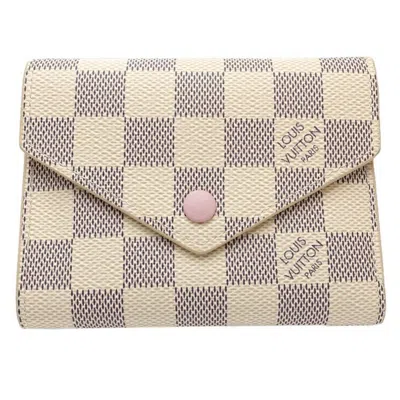 Pre-owned Louis Vuitton Damier Azur Rose Ballerine White Damier Canvas Wallet (tri-fold) () In Rose Ballerine, White