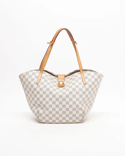 Pre-owned Louis Vuitton Damier Azur Salina Pm Tote Bag In White