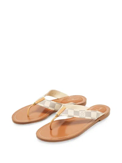 Pre-owned Louis Vuitton Damier Azur Sandals In Neutrals