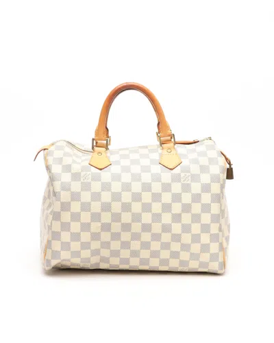 Pre-owned Louis Vuitton Damier Azur Speedy 30 Bag In White