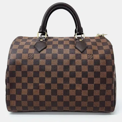 Pre-owned Louis Vuitton Damier Azur Speedy 30 Handbag In Brown