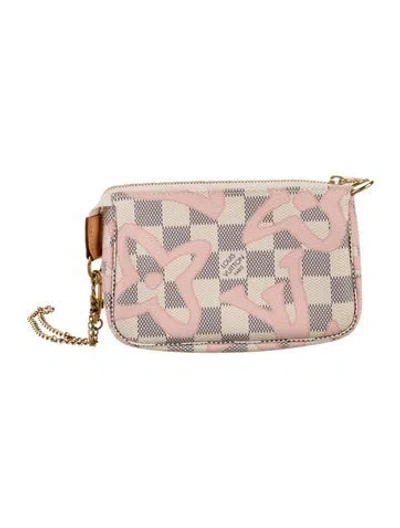 Pre-owned Louis Vuitton Damier Azur Tahitienne Pochette Accessoires Mini In Neutral