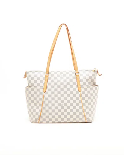 Pre-owned Louis Vuitton Damier Azur Totally Mm Bag In White