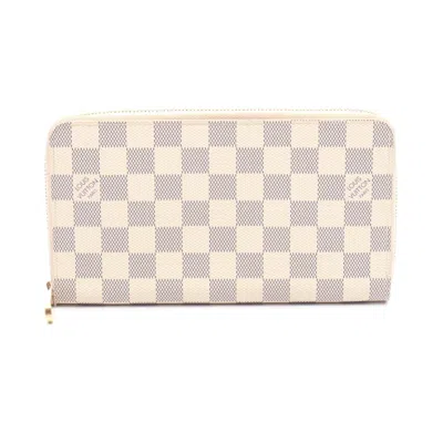 Pre-owned Louis Vuitton Damier Azur White Coated Canvas Long Wallet (bi-fold) () In Multi
