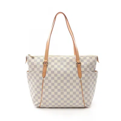 Pre-owned Louis Vuitton Damier Azur White Damier Azur Leather Tote Bag ()