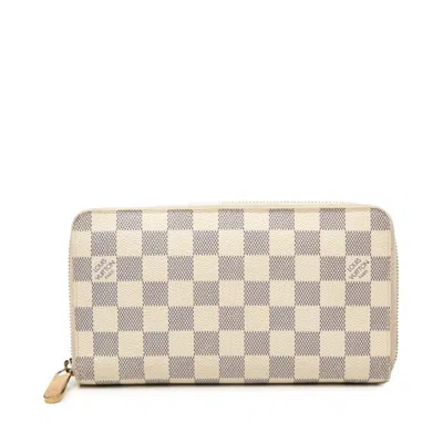 Pre-owned Louis Vuitton Damier Azur White Pvc Leather Long Wallet (bi-fold) () In Multi