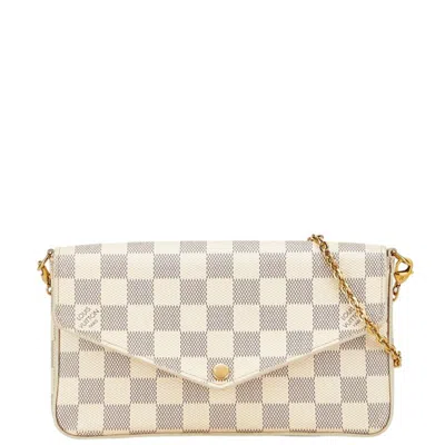 Pre-owned Louis Vuitton Damier Azur White Pvc Leather Pochette Shoulder Bag ()