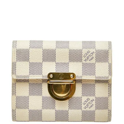 Pre-owned Louis Vuitton Damier Azur White Pvc Wallet (bi-fold) ()