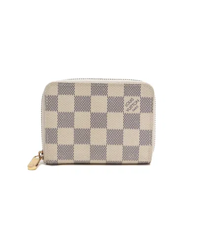 Pre-owned Louis Vuitton Damier Azur Zippy Coin Purse In White