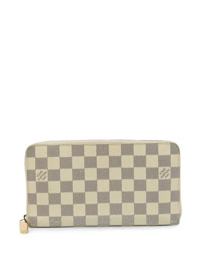 Pre-owned Louis Vuitton Damier Azur Zippy Organizer Wallet In Neutral