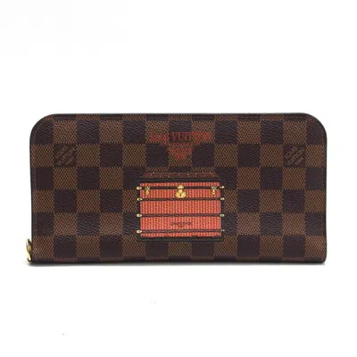 Pre-owned Louis Vuitton Damier Beige Dark Brown Damier Canvas Long Wallet (bi-fold) () In Beige, Dark Brown