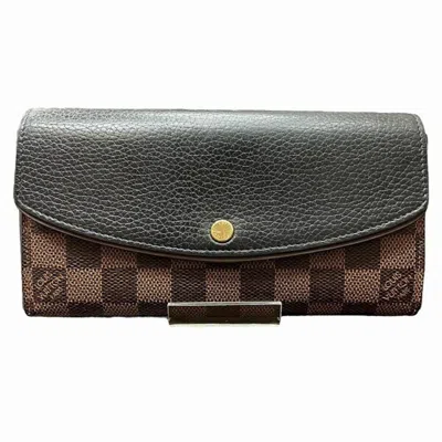 Pre-owned Louis Vuitton Damier Black Brown Damier Canvas Long Wallet (bi-fold) () In Black, Brown, Damier Canvas
