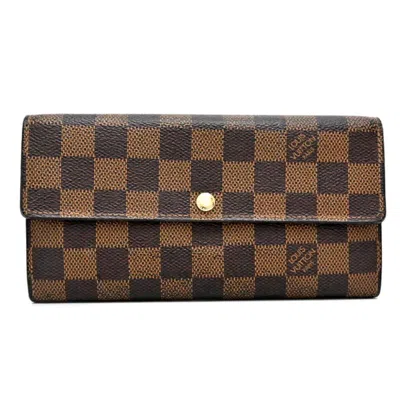 Pre-owned Louis Vuitton Damier Brown Damier Canvas Ebene Long Wallet (bi-fold) ()