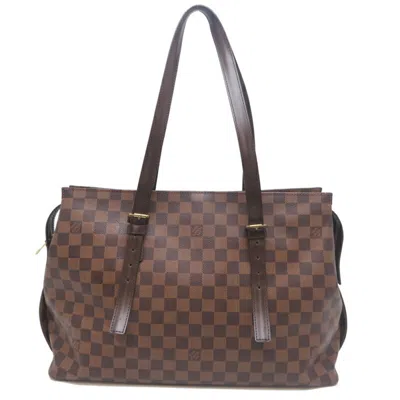 Pre-owned Louis Vuitton Damier Brown Damier Canvas Galle Leather Tote Bag ()