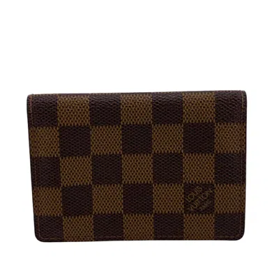 Pre-owned Louis Vuitton Damier Brown Damier Canvas Leather Card Wallet ()