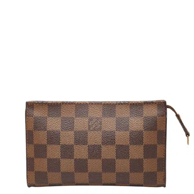 Pre-owned Louis Vuitton Damier Brown Damier Canvas Leather Pouch Shoulder Bag Tote Bag ()