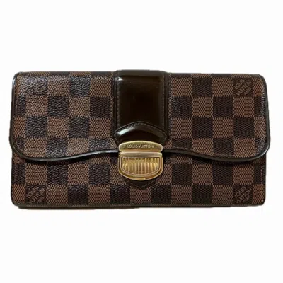 Pre-owned Louis Vuitton Damier Brown Damier Canvas Long Wallet (bi-fold) () In Brown, Damier Canvas