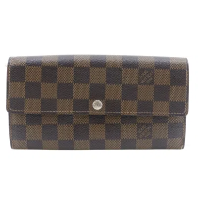 Pre-owned Louis Vuitton Damier Brown Damier Canvas Long Wallet (bi-fold) ()