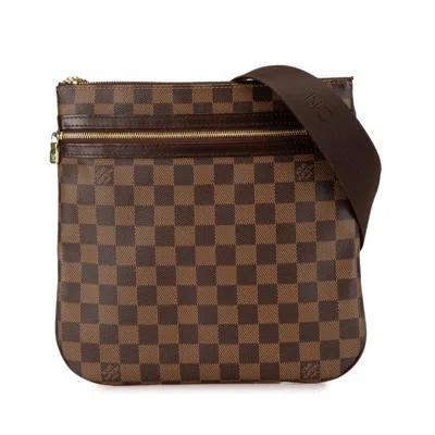 Pre-owned Louis Vuitton Damier Brown Damier Canvas Pvc Leather Pochette Shoulder Bag ()