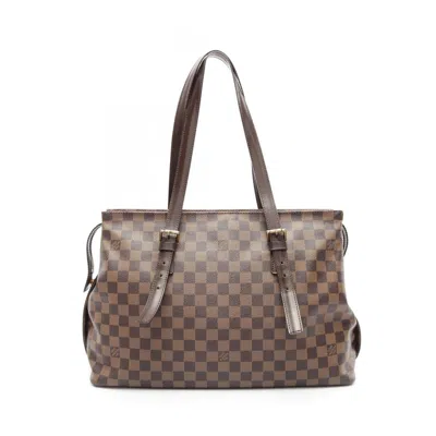 Pre-owned Louis Vuitton Damier Brown Ebene Coated Canvas Leather Tote Bag ()