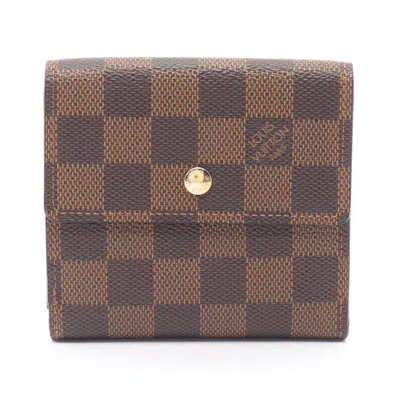 Pre-owned Louis Vuitton Damier Brown Ebene Coated Canvas Leather Wallet (tri-fold) ()