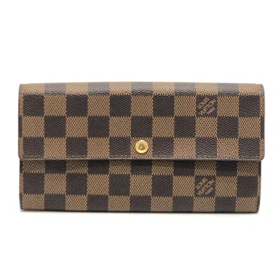 Pre-owned Louis Vuitton Damier Brown Ebene Damier Canvas Long Wallet (bi-fold) ()