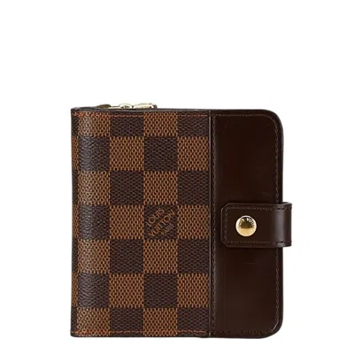 Pre-owned Louis Vuitton Damier Brown Ebene Pvc Leather Wallet (bi-fold) () In Brown, Ebene