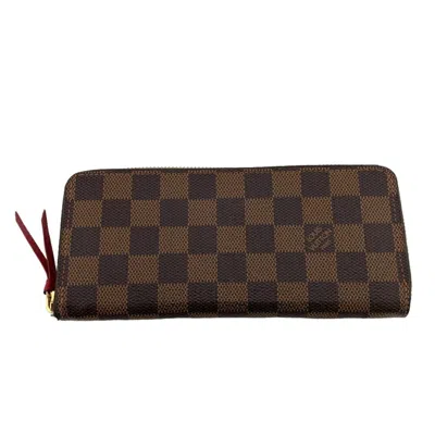 Pre-owned Louis Vuitton Damier Brown Leather Long Wallet (bi-fold) ()