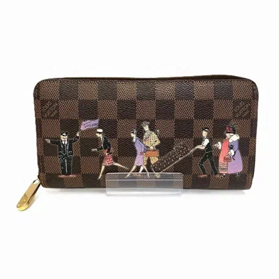 Pre-owned Louis Vuitton Damier Brown Purple Long Wallet (bi-fold) () In Multi