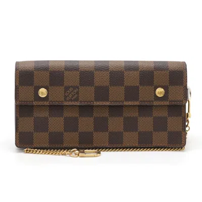 Pre-owned Louis Vuitton Damier Brown Pvc Chain/shoulder Wallet ()