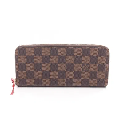 Pre-owned Louis Vuitton Damier Brown Red Color Coated Canvas Damier Canvas Pvc Leather Long Wallet (bi-fold) ( In Multi