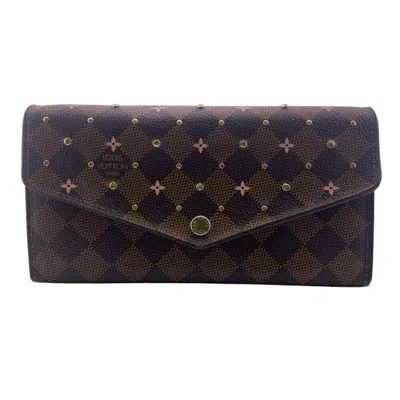 Pre-owned Louis Vuitton Damier Brown Rose Ballerine Leather Long Wallet (bi-fold) () In Multi