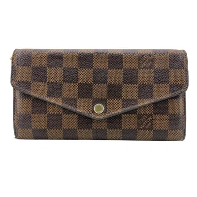 Pre-owned Louis Vuitton Damier Brown Rose Ballerine Leather Long Wallet (bi-fold) () In Multi