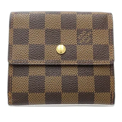 Pre-owned Louis Vuitton Damier Canvas Ebene Canvas Wallet (tri-fold) () In Brown