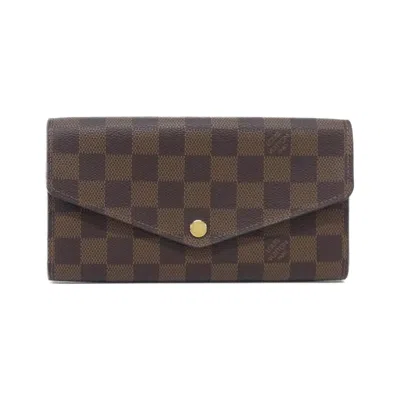 Pre-owned Louis Vuitton Damier Canvas Ebene Damier Canvas Long Wallet (bi-fold) () In Brown