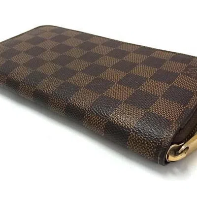 Pre-owned Louis Vuitton Damier Canvas Ebene Damier Canvas Long Wallet (bi-fold) () In Brown