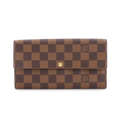 Pre-owned Louis Vuitton Damier Canvas Ebene Damier Canvas Long Wallet (bi-fold) () In Multi
