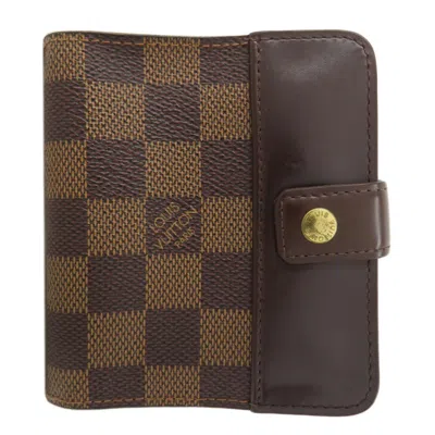 Pre-owned Louis Vuitton Damier Canvas Ebene Damier Canvas Wallet (bi-fold) () In Brown