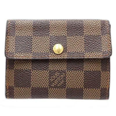 Pre-owned Louis Vuitton Damier Canvas Ebene Damier Canvas Wallet (bi-fold) () In Brown