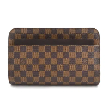 Pre-owned Louis Vuitton Damier Canvas Ebene Galle Damier Canvas Clutch Bag () In Damier Canvas, Ebene, Galle