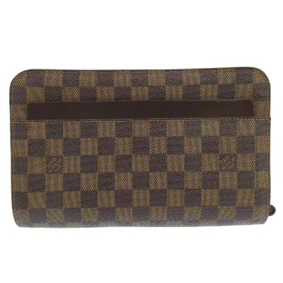 Pre-owned Louis Vuitton Damier Canvas Ebene Pvc Clutch Bag () In Brown