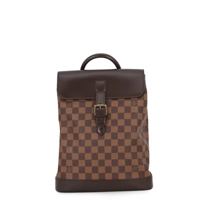 Pre-owned Louis Vuitton Damier Canvas Ebene Red Color Exotic Leather Backpack Handbag () In Damier Canvas, Ebene, Red Color