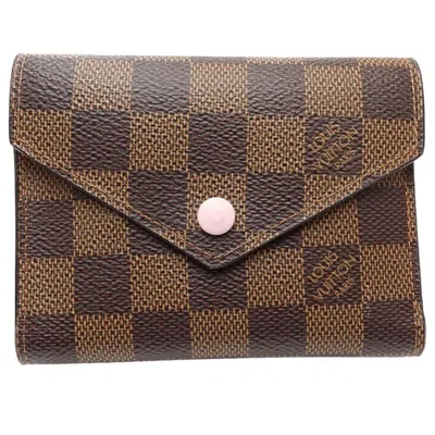 Pre-owned Louis Vuitton Damier Canvas Ebene Rose Ballerine Canvas Wallet (tri-fold) ()